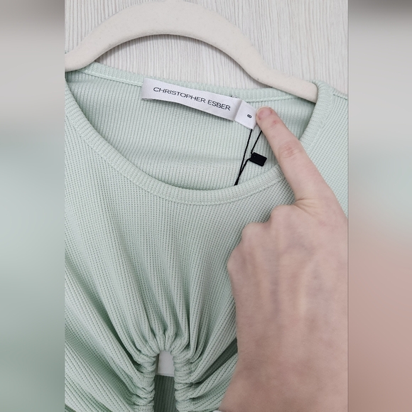 Christopher Esber Light Green Ruched Crop Top - Picture 3 of 5
